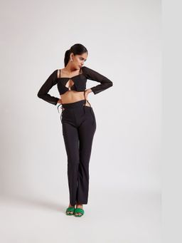 The Clothing Factory - Flared Cut-Out Detail Black Pant
