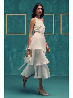 ZABELLA - White Cotton Linen Solid Skirt