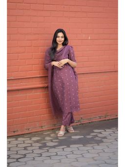 Gahan - Womens Viscose Rayon Straight Printed Kurta with Pant & Dupatta-Purple