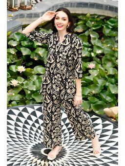 Gahan - Womens Viscose Rayon Straight Printed Co-Ord Set-Black