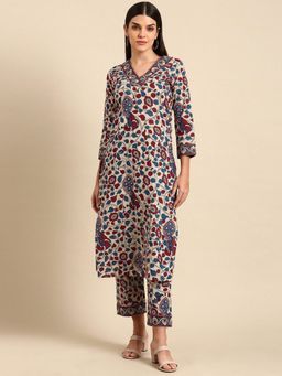 Gahan - Womens Viscose Rayon Straight Printed Kurta with Pant -Multi-Color
