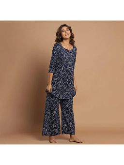 Gahan - Womens Viscose Rayon Straight Floral Kurta with Pant -Blue