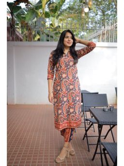 Gahan - Womens Viscose Rayon Straight Paisley Kurta with Pant -Orange