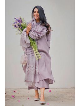 Gahan - Womens Viscose Rayon Straight Solid Kurta with Palazzo & Dupatta-Purple