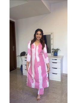 Gahan - Womens Viscose Rayon Straight Floral Kurta with Pant -Pink