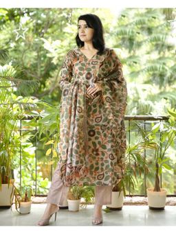 Gahan - Womens Viscose Rayon Straight Floral Kurta with Pant & Dupatta-Multi-Color