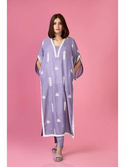 Gahan - Womens Viscose Rayon Printed Kurta with Pant -Purple