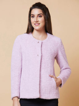 Globus - Women Lavender Solid Faux Fur Winter Jackets