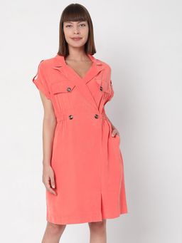 VERO MODA - Women Solid Peach Dress