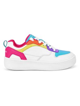 SKECHERS - Girls Sport Court 92 Blue Lace Up Casual Sneakers