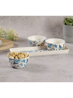 India Circus by Krsnaa Mehta - White Azur Blooms Bowls and Tray Set