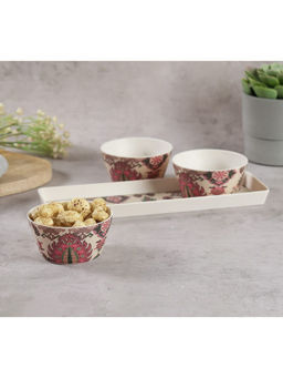 India Circus by Krsnaa Mehta - Beige Mystifying Dazzle Bowls and Tray Set
