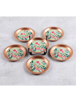 India Circus by Krsnaa Mehta - White Whorls Of Trefoil Coasters with Stand (Pack Of 6)