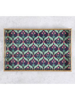 India Circus by Krsnaa Mehta - Purple Iron Blooming Dahlia Mdf Rectangle Tray