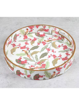 India Circus by Krsnaa Mehta - White Bird Land Paradise Mdf Round Tray