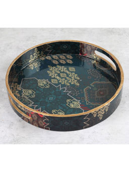 India Circus by Krsnaa Mehta - Blue Heritage Haven Mdf Round Tray