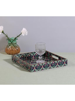 India Circus by Krsnaa Mehta - Purple Iron Blooming Dahlia Mdf Square Tray