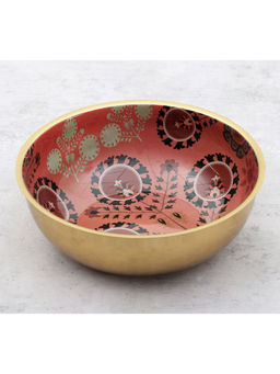 India Circus by Krsnaa Mehta - Red Raceme Rosettes Steel Salad Bowl