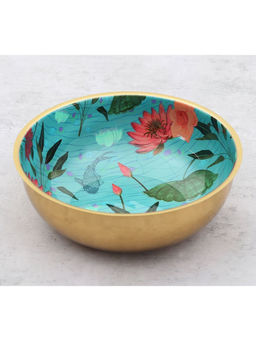 India Circus by Krsnaa Mehta - Blue Blossomy Mosaic Steel Salad Bowl
