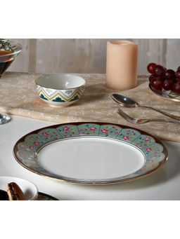 India Circus by Krsnaa Mehta - White Grandeur Green Dinner Plate