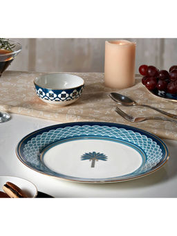 India Circus by Krsnaa Mehta - White Oceanic Opulence Dinner Plate