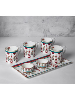 India Circus by Krsnaa Mehta - White Blushed Orchard Snack Platter & Coffee Mug Set