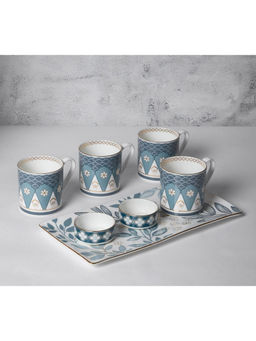 India Circus by Krsnaa Mehta - Blue Oceanic Opulence Snack Platter & Coffee Mug Set