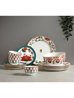 India Circus by Krsnaa Mehta - 20 Piece White Blushed Orchard Dinner Set