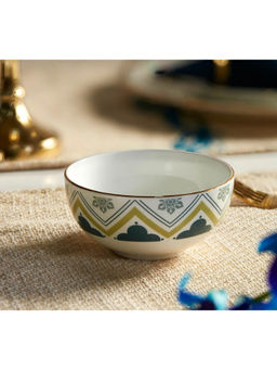 India Circus by Krsnaa Mehta - White Grandeur Greens Katori Bowl
