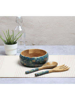 India Circus by Krsnaa Mehta - Blue Flights of Vivers Salad Bowl with Spoon & Fork