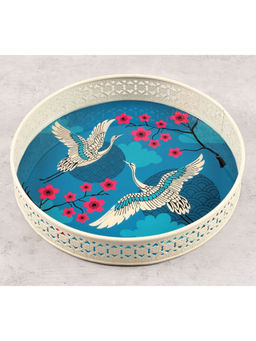 India Circus by Krsnaa Mehta - Blue Aerial Moments Round Iron Tray (L)