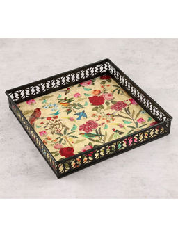 India Circus by Krsnaa Mehta - Cream Bird Land Square Iron Tray (M)