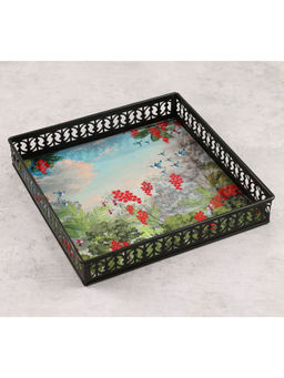 India Circus by Krsnaa Mehta - Multi-Color Tropical View Square Iron Tray (M)