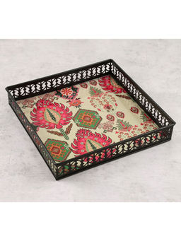 India Circus by Krsnaa Mehta - Beige Mystifying Dazzle Square Iron Tray (M)