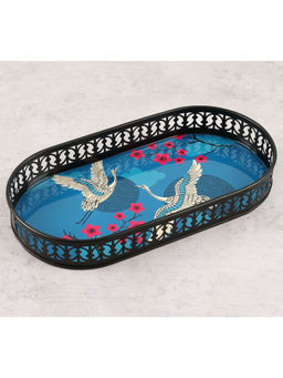 India Circus by Krsnaa Mehta - Blue Aerial Moments Rectangle Iron Tray (S)
