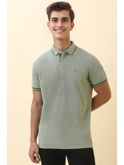 Allen Solly - Men Green Textured Polo Neck T-shirt