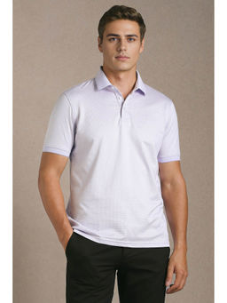 Louis Philippe - Men Lavender Textured Polo Neck T-shirt