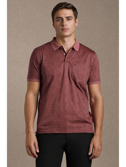 Louis Philippe - Men Maroon Paisley Print Polo Neck T-shirt