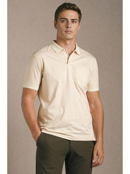 Louis Philippe - Men Beige Print Polo Neck T-shirt