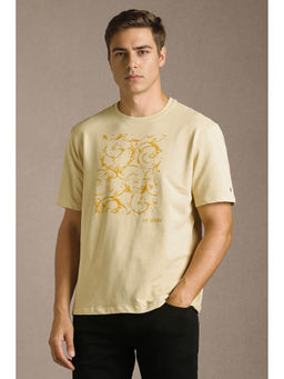 Louis Philippe - Men Yellow Print Crew Neck T-shirt