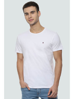 Louis Philippe - Men White Solid Crew Neck T-shirt