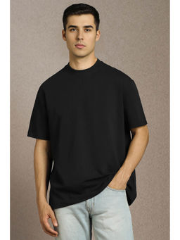 Louis Philippe - Men Black Solid Crew Neck T-shirt