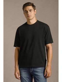 Louis Philippe - Men Black Solid Crew Neck T-shirt