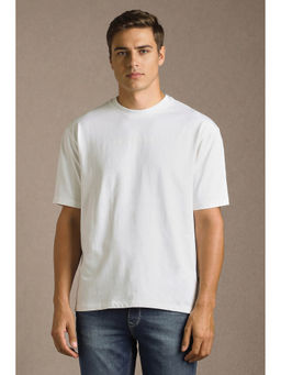 Louis Philippe - Men White Solid Crew Neck T-shirt