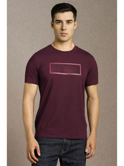 Louis Philippe - Men Wine Graphic Print Crew Neck T-shirt