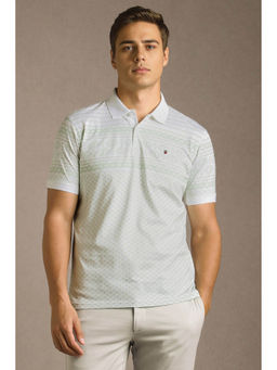 Louis Philippe - Men White Print Polo Neck T-shirt