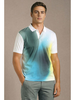 Louis Philippe - Men Multi-Color Tie and Dye Print Polo Neck T-shirt