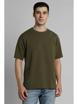 Simon Carter - Men Olive Printed Relaxed Fit T-shirt