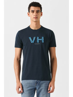 Van Heusen - Men Navy Blue Graphic Print Crew Neck T-shirt