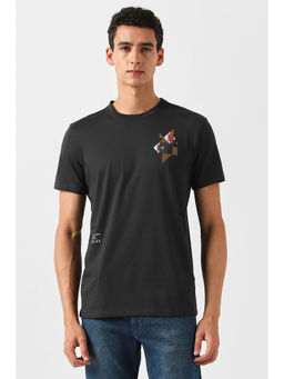 Van Heusen - Men Black Graphic Print Crew Neck T-shirt